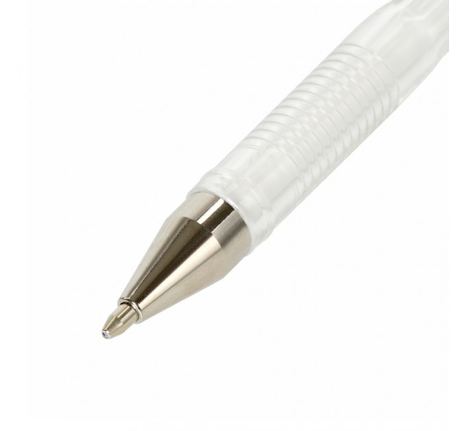 Ручка гелевая, пастель белая, корпус прозрачный 143417