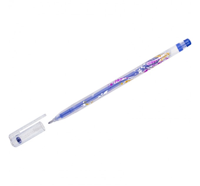 Ручка гелевая, синий стержень с блестками, 1.0 мм MTJ-500GLS(D)B