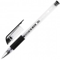 Ручка гелевая, черный стержень, 0.5 мм, резиновый держатель 141823