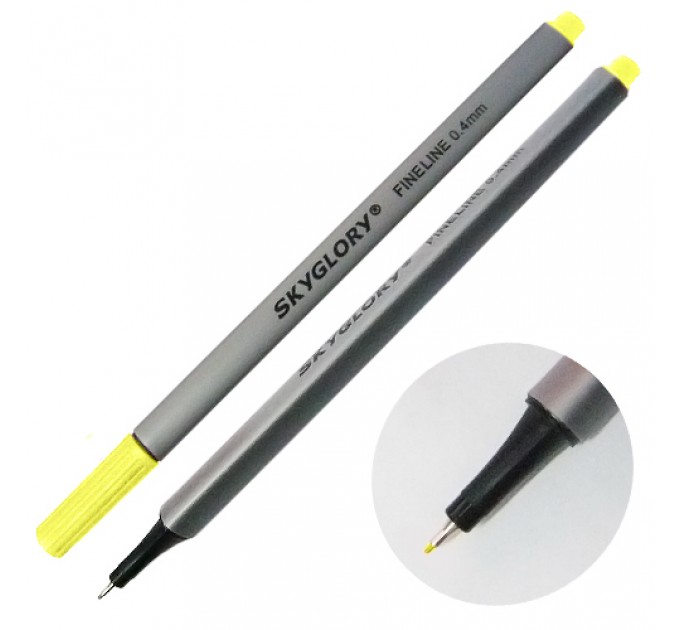 Ручка капиллярная (линер), 0.4 мм, желтая флуоресцентная, SkyGlory SG860