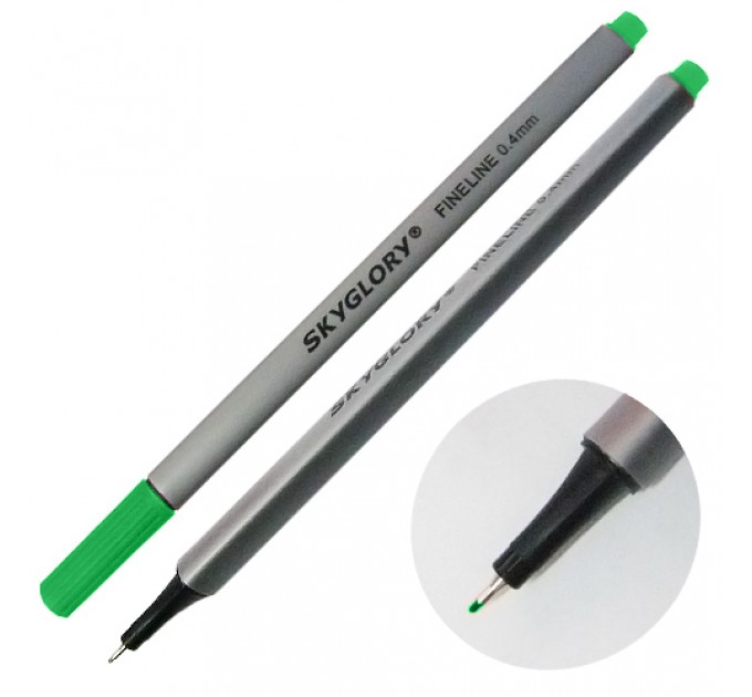 Ручка капиллярная (линер), 0.4 мм, зелёная флуоресцентная, SkyGlory SG860