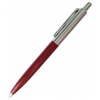 Ручка шариковая автоматическая, синий стержень, HALF METAL красная 544красн/хром