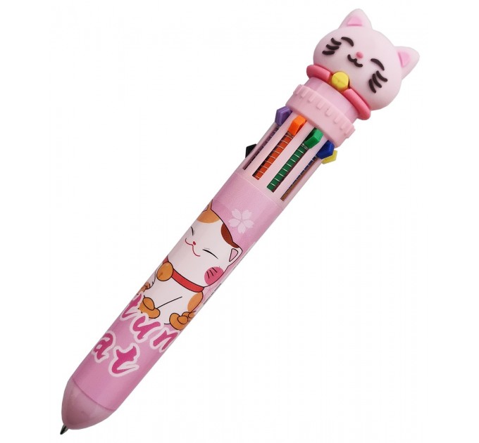 Ручка шариковая автоматическая, десятицветная, FORTUNE CAT WB-55541