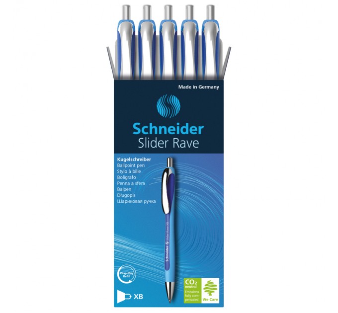 Ручка шариковая автоматическая, синий стержень, 1.4 мм, «Slider rave», Schneider 132503
