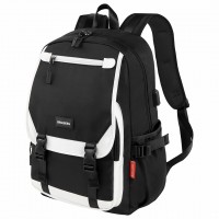 Рюкзак «Fusion», универсальный, черн. с бел. вставками, USB-порт, 1 отделение, 7 карманов 271657