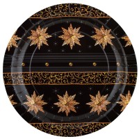 Тарелки бумажные круглые «Звёзды на чёрном фоне», d=23 см, 6 шт TRL-02