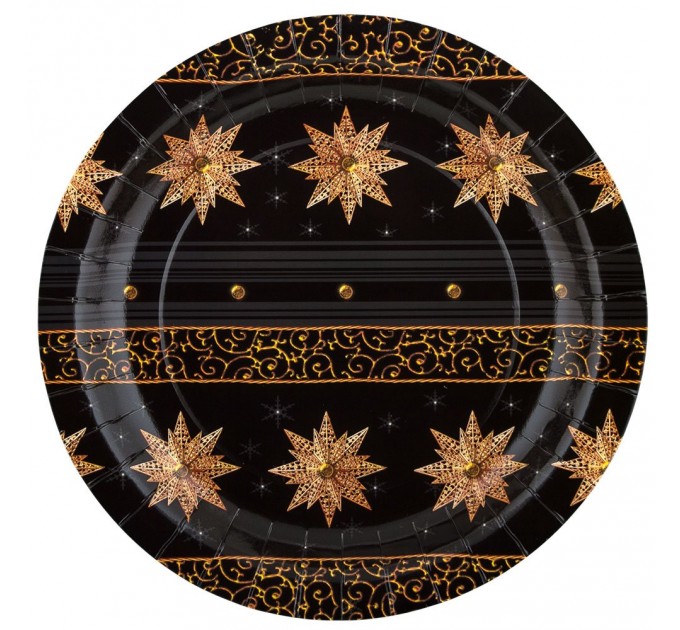 Тарелки бумажные круглые «Звёзды на чёрном фоне», d=23 см, 6 шт TRL-02