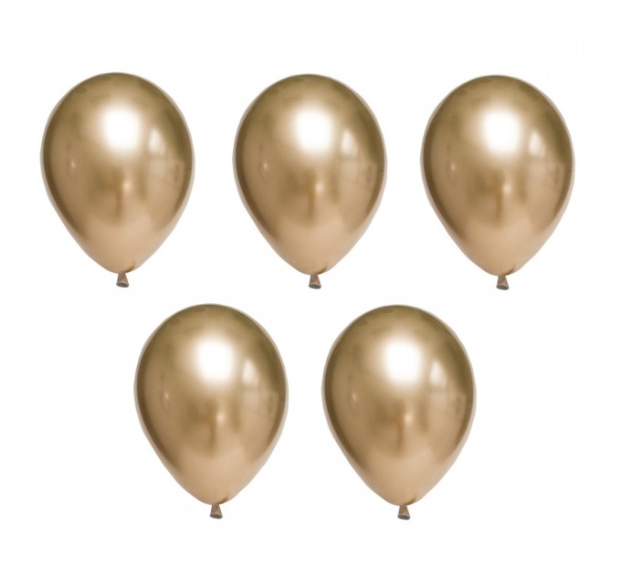 Набор шаров воздушных хром металлик золотой, 30 см, 5 шт BXMS-30_05