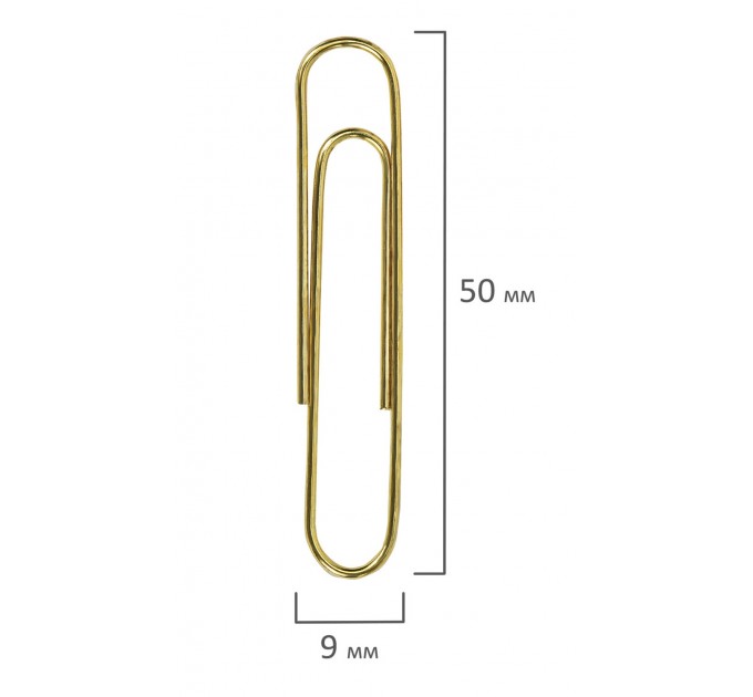 Скрепки 50 мм, 50 шт, металл золотистые 270447