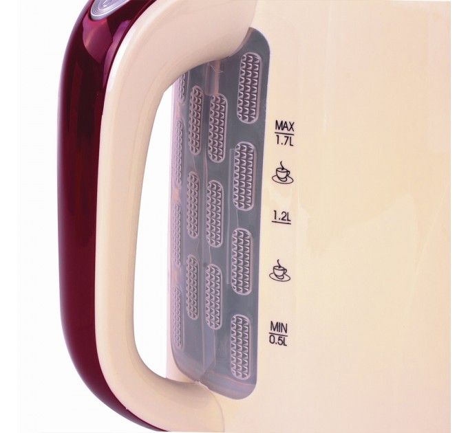 Чайник электрический SONNEN, 1.7 л, 2200 Вт, бежевый/красный КТ-002