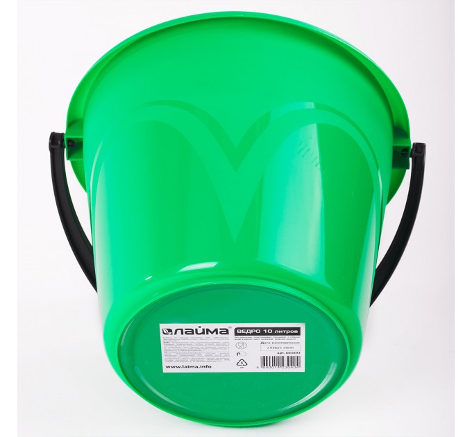 Ведро пластиковое пищевое, зеленое, мерная шкала, 10 л 603893